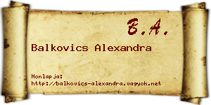 Balkovics Alexandra névjegykártya
